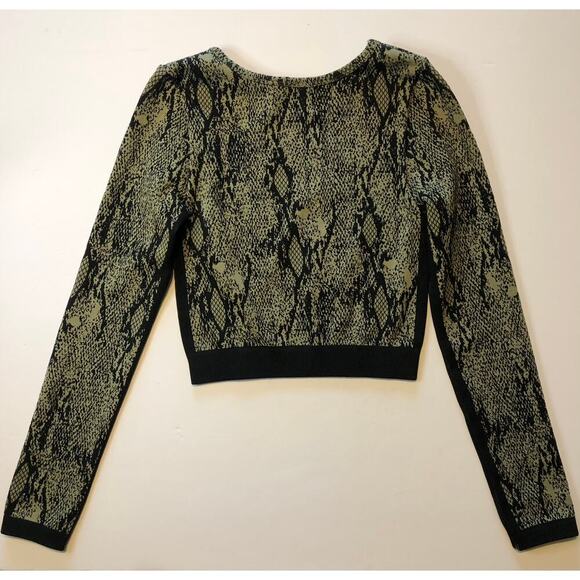 Fabletics Kamila Seamless Long-Sleeve Top Green Reptilia/Black Small - Picture 5 of 6